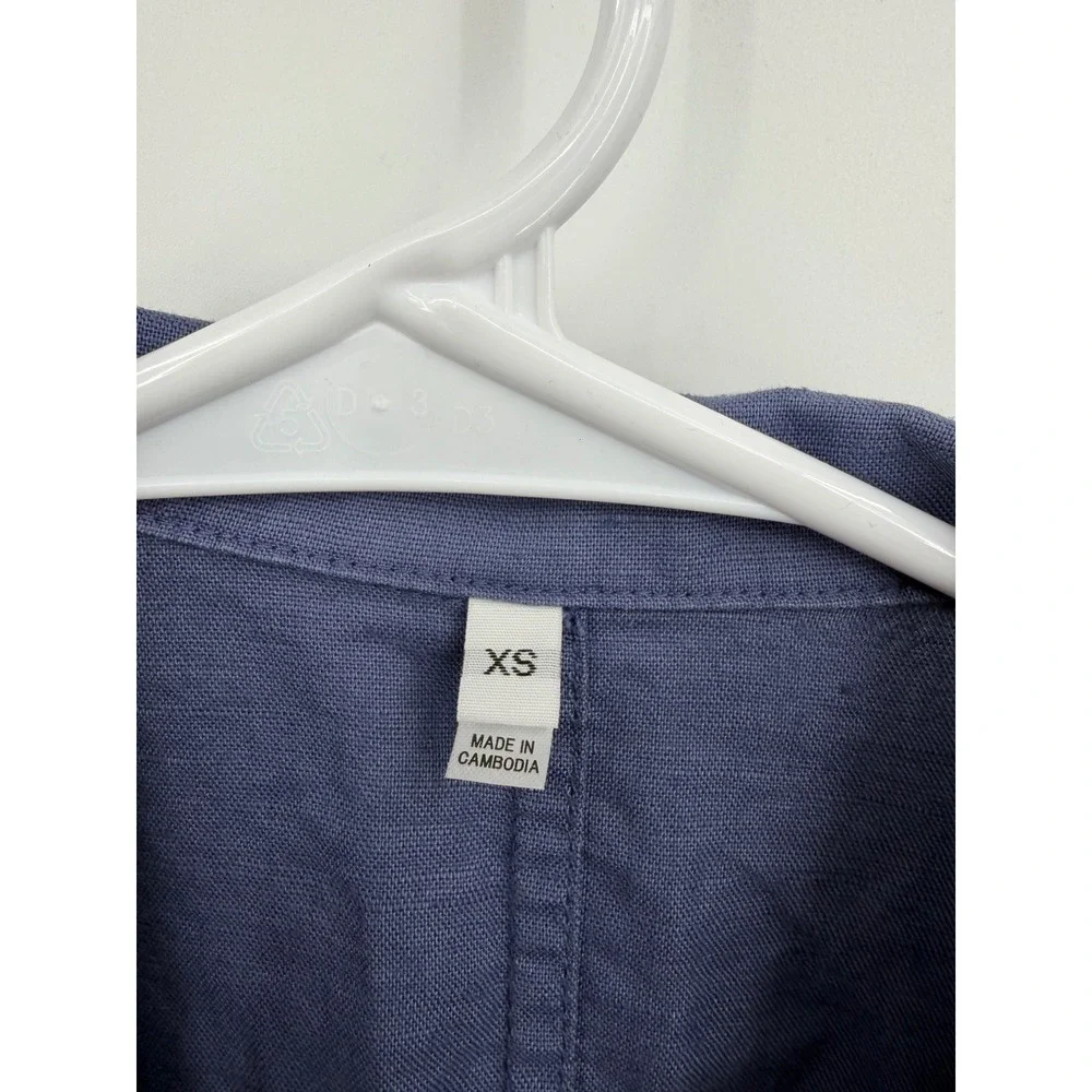 Muji Hemp Cotton Blend Chore Jacket Womens XS Blue Button Front Lightweight Coat
